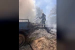 Altınözü’nde bahçede çıkan yangın römorka sıçradı 