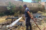 Apartmanın arka bahçesinde çıkan yangın büyümeden söndürüldü