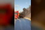 Arnavutköy hafriyat kamyonu alev alev yandı