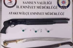 Atakum’da ruhsatsız silah ve kılıç ele geçirildi 