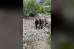 Ayağını burkan şahsı jandarma sırtında taşıdı 