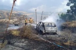 Bahçede başlayan yangında otomobil ve sera kullanılmaz hale geldi 