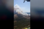 Bayramiç’te orman yangını helikopterden görüntülendi