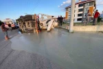 Bolu’da beton mikseri devrildi: 1 yaralı 