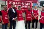 Düğününe saatler kala işten çıkarıldığını öğrendi: Gelinliğiyle fabrika önünde eylem yaptı