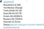 Elazığ’da 3.6 büyüklüğünde deprem