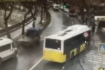 Esenler’de otoparka dalan İETT otobüsünün altında kalmaktan son anda kurtuldu 