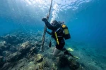 Güvercinada açıklarında deniz dibi temizliği yapıldı