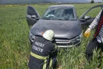 Hassa’da tarlaya uçan otomobilin sürücüsü yaralandı 