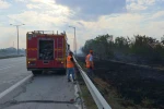 Havsa’da anız yangını otobanı dumana bürüdü