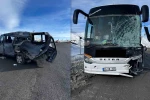 Kızıldağ’da otobüs ile minibüs çarpıştı: 3 yaralı
