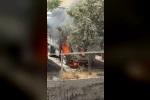 Mardin’de park halindeki kamyon yandı