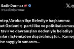 MHP, Araban Belediye Başkanını parti listesinden düşürdü 