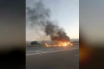 Muş’ta seyir halindeki araç alev alev yandı 