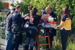 Perde takarken düşen yaşlı kadın hastanelik oldu 