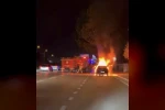 Seyir halindeki otomobil alev topuna döndü 