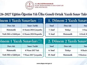 2026-2027 eğitim öğretim yılı ülke geneli yazılı sınav yapılacak dersler ve sınav tarihleri açıklandı
