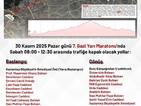 7. Gazi Yarı Maratonu nedeniyle kent merkezinde bazı yollar trafiğe kapatılacak

