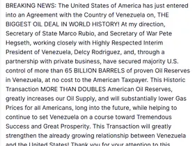 ABD Başkanı Trump: "Venezuela ile dünya tarihinin en büyük petrol anlaşmasına vardık"
