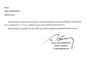 AK Parti Sosyal Politikalardan Sorumlu Genel Başkan Yardımcılığına Terzioğlu atandı
