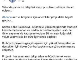 AK Parti Sözcüsü Çelik’ten Adana’ya yeni yol müjdesi
