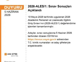 ALES sonuçları açıklandı
