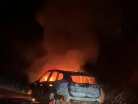 Alev alev yanan otomobil kullanılamaz hale geldi
