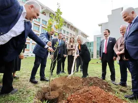 AÜ İlahiyat Fakültesi bahçesine 100 ağaç dikildi
