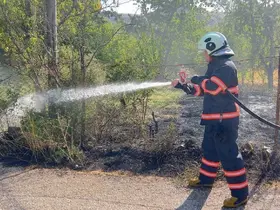 Bahçede çıkan örtü yangını eve sıçramadan söndürüldü
