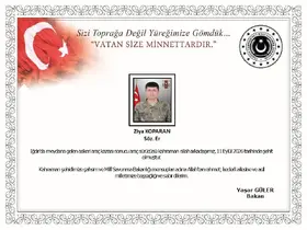 Bakan Güler’den Iğdır’daki kazada şehit olan asker için başsağlığı mesajı
