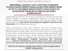 Bartın’da restoran ve kafelere ilave ücret uyarısı
