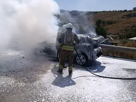 Belen’de otomobil alevlere teslim oldu
