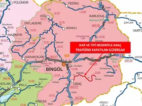 Bingöl’ün ilçesinde bir yol  trafiğe kapatıldı
