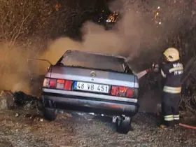 Bodrum’da kaza yapan otomobil alev aldı
