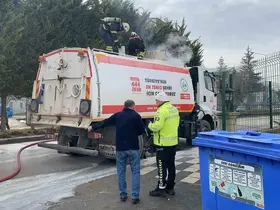 Bolu’da yol süpürme aracında yangın çıktı
