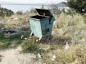 Boş çöp konteynerinin etrafının atıklarla kaplandığını gören profesörden sert tepki
