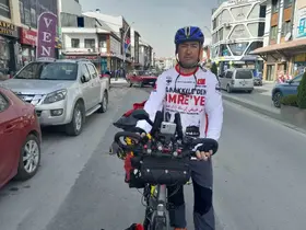 Çanakkale’den bisikletle umre yolculuğuna Karapınar’da mola
