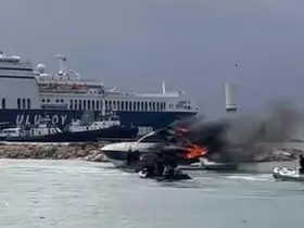 Çeşme’de motoryatta yangın paniği
