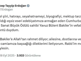 Cumhurbaşkanı Erdoğan’dan Bakiler için başsağlığı mesajı
