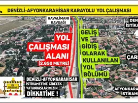 Denizli-Afyonkarahisar Karayolundaki yol çalışması nedeniyle yolculuklar 1 saate kadar uzayabilir
