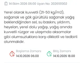 Denizli için kuvvetli yağış uyarısı
