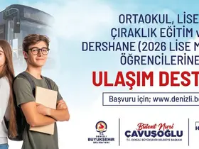 Denizli’de öğrencilere aylık 44 binişlik ulaşım desteği

