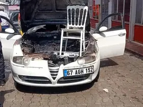 Devrek’te yanan araca itfaiye yetişti
