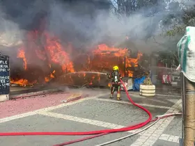Edremit’te iş yerlerinin bulunduğu bölgede korkutan yangın
