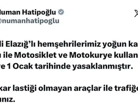 Elazığ’da motosiklet ve motokurye kullanımı yasaklandı
