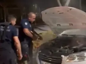 Elazığ’da seyir halindeki otomobil alev aldı
