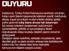 Elazığspor, kulüp lisansı almaya hak kazandı
