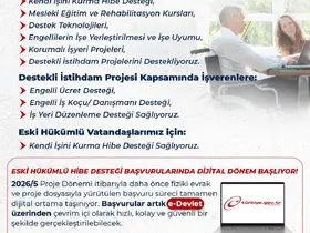 Engelli ve eski hükümlü vatandaşlar için hibe desteği 2026 yılı 5. dönem başvuruları başladı
