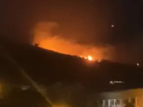 Erdek’te yüksek gerilim hattına yıldırım düşmesi sonucu yangın çıktı
