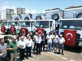 Erdemli Belediyesi hizmet filosuna 10 yeni kamyon
